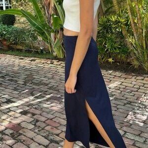 Cotton Citizen Melbourne Midi Skirt Navy NWT Large